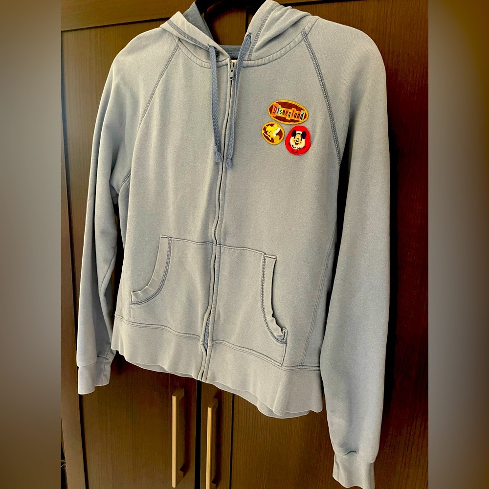 Disneyland zippered hoodie with patches from Disney park